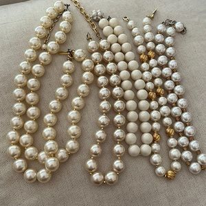 Clutching my pearls! Five vintage oversized faux pearl necklaces.